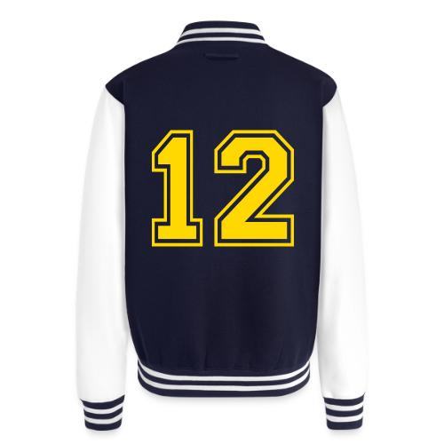 Number 12 in a classic athletic collegiate font - Unisex College Sweat Jacket