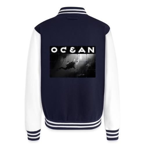 Ocean: Monochrome descent of a scuba diver - Unisex College Sweat Jacket