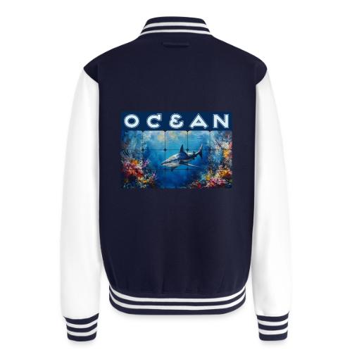 Ocean: Synthwave Shark - Unisex College Sweat Jacket