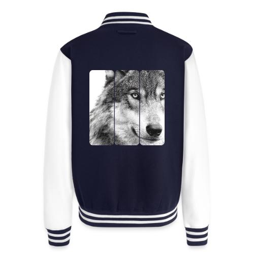 Wolf Face Triptych: Silent Alpha - Unisex College Sweat Jacket