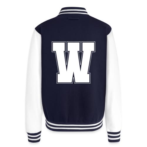 White Letter W – Varsity Alphabet Monogram - Unisex College Sweat Jacket