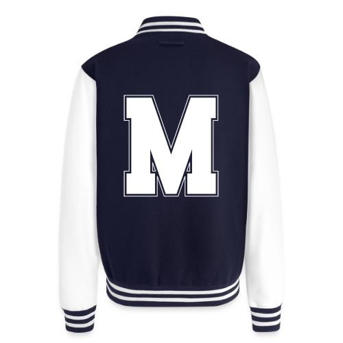 White Letter M – Varsity Alphabet Monogram - Unisex College Sweat Jacket