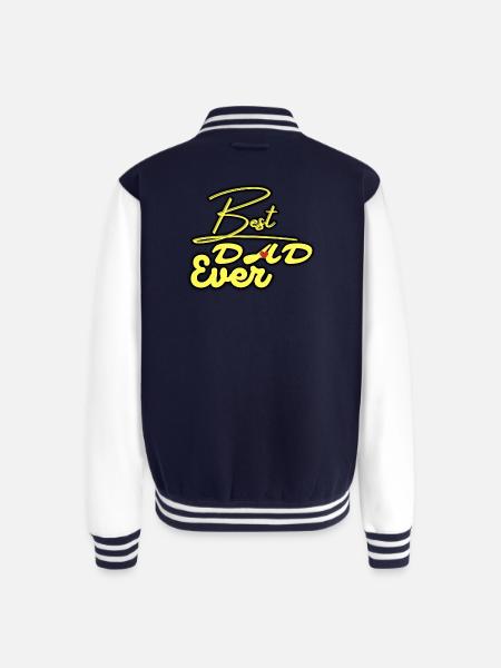 Best Dad Ever Neon Script - Unisex College Sweat Jacket - navy/white