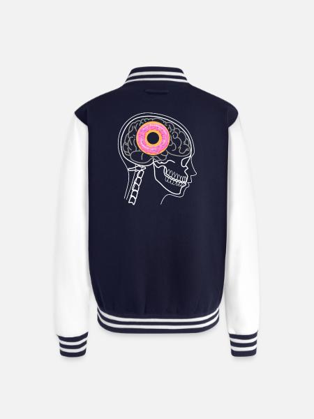 DONUT ON BRAIN X-RAY DESIGN - Unisex College Sweat Jacket - navy/white