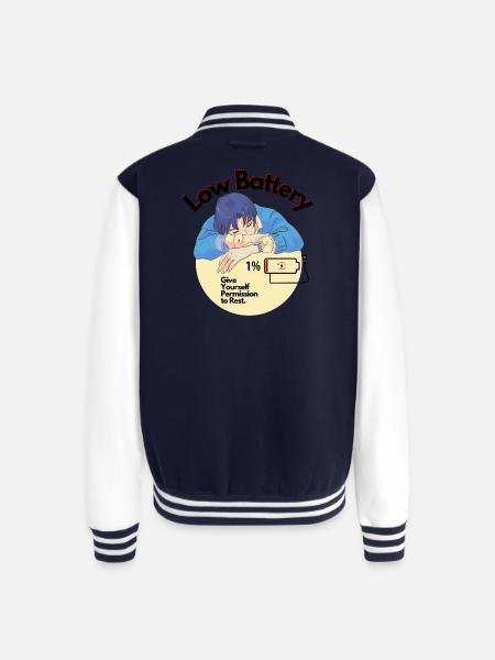 Permission to Rest Battery - Unisex College Sweat Jacket - navy/white