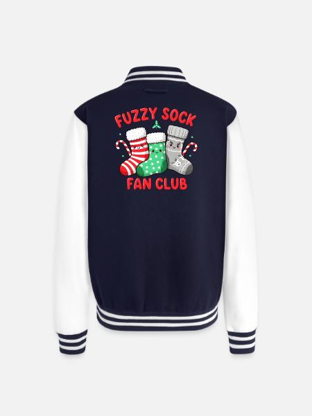 Fuzzy Sock Fan Club - Unisex College Sweat Jacket - navy/white