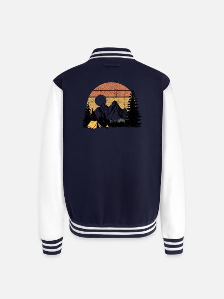 Sunset Camp Silhouette - Unisex College Sweat Jacket - navy/white