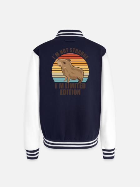 Capybara zoo animal design - Unisex College Sweat Jacket - navy/white