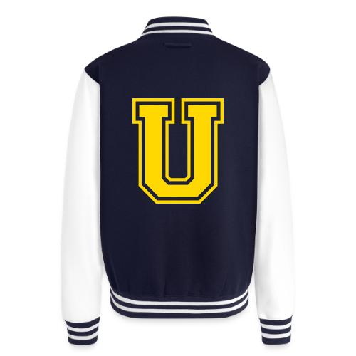 Letter U – Capital Athletic Alphabet Monogram - Unisex College Sweat Jacket