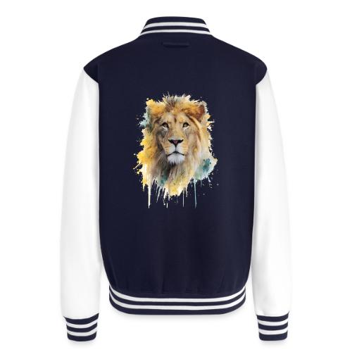 Watercolor Lion Portrait - Unisex College Sweat Jacket