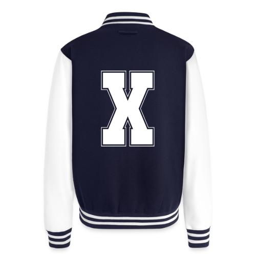 White Letter X – Varsity Alphabet Monogram - Unisex College Sweat Jacket