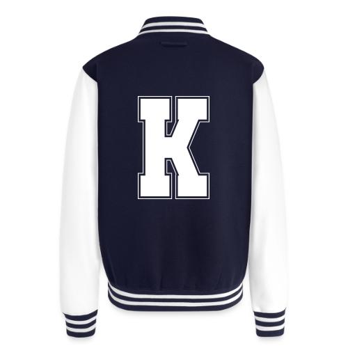 White Letter K – Varsity Alphabet Monogram - Unisex College Sweat Jacket