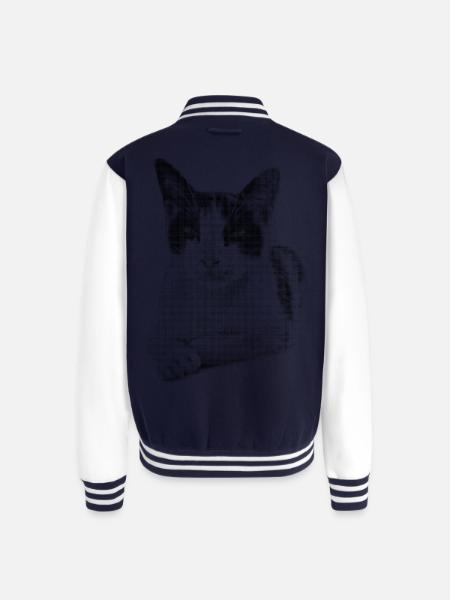 Calico Cat Halftone - Unisex College Sweat Jacket - navy/white