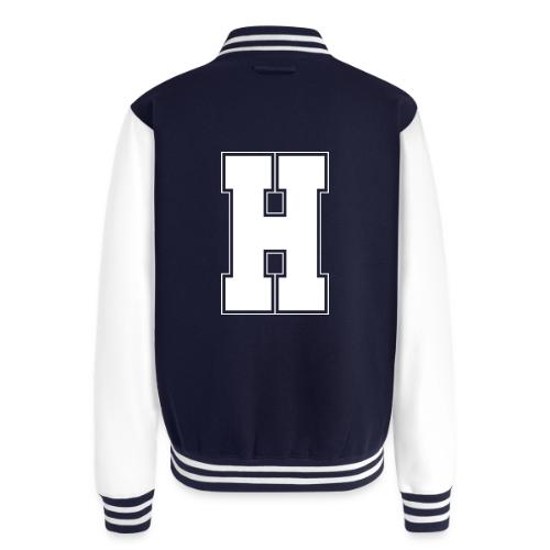 White Letter H – Varsity Alphabet Monogram - Unisex College Sweat Jacket