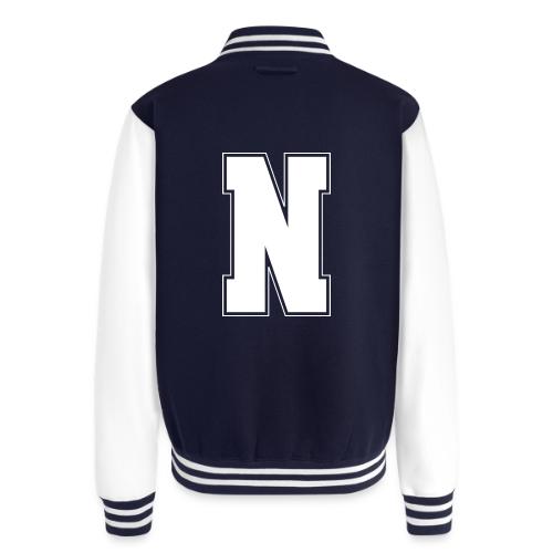 White Letter N – Varsity Alphabet Monogram - Unisex College Sweat Jacket