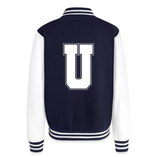 White Letter U – Varsity Alphabet Monogram - Unisex College Sweat Jacket