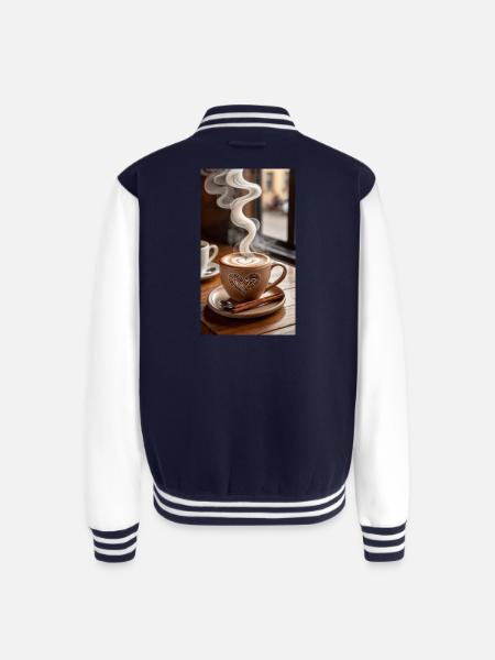 Heart Latte Steam Art - Unisex College Sweat Jacket - navy/white