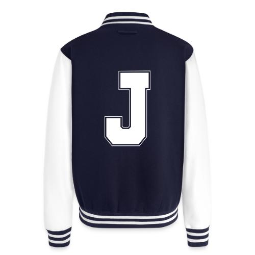 White Letter J – Varsity Alphabet Monogram - Unisex College Sweat Jacket