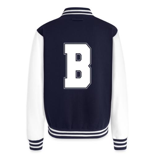 White Letter B – Varsity Alphabet Monogram - Unisex College Sweat Jacket
