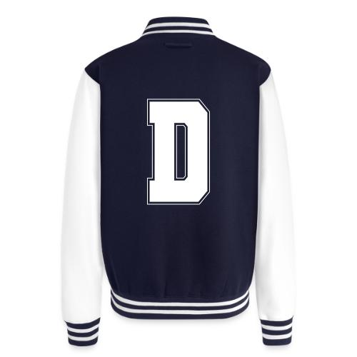 White Letter D – Varsity Alphabet Monogram - Unisex College Sweat Jacket