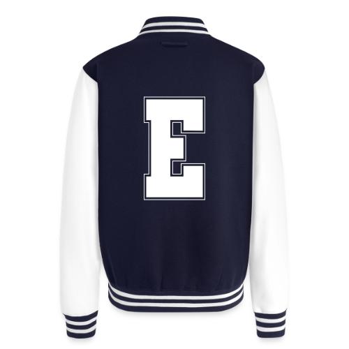 White Letter E – Varsity Alphabet Monogram - Unisex College Sweat Jacket