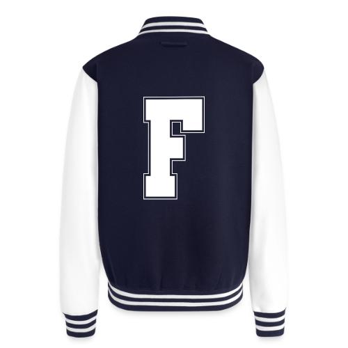 White Letter F – Varsity Alphabet Monogram - Unisex College Sweat Jacket