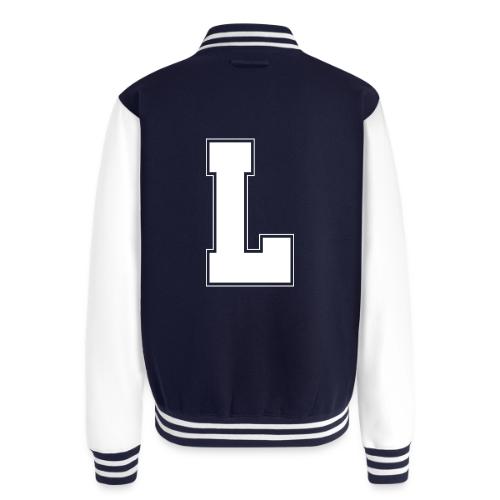White Letter L – Varsity Alphabet Monogram - Unisex College Sweat Jacket