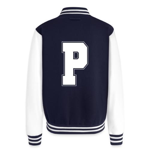 White Letter P – Varsity Alphabet Monogram - Unisex College Sweat Jacket