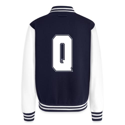 White Letter Q – Varsity Alphabet Monogram - Unisex College Sweat Jacket