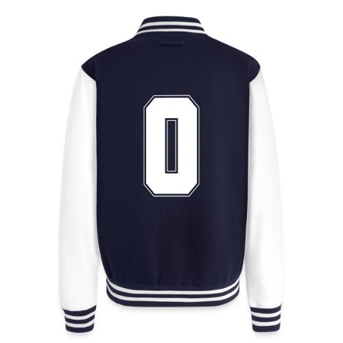 White Number 0 – Varsity Font - Unisex College Sweat Jacket