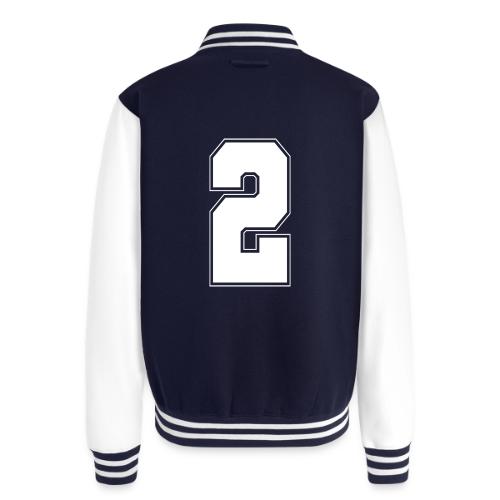 White Number 2 – Varsity Font - Unisex College Sweat Jacket