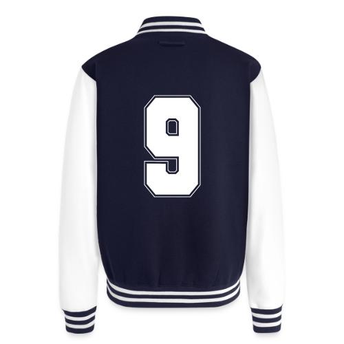 White Number 9 – Varsity Font - Unisex College Sweat Jacket
