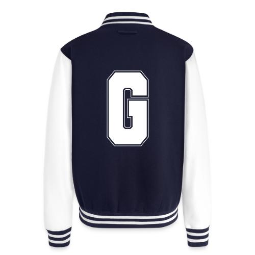 White Letter G – Varsity Alphabet Monogram - Unisex College Sweat Jacket