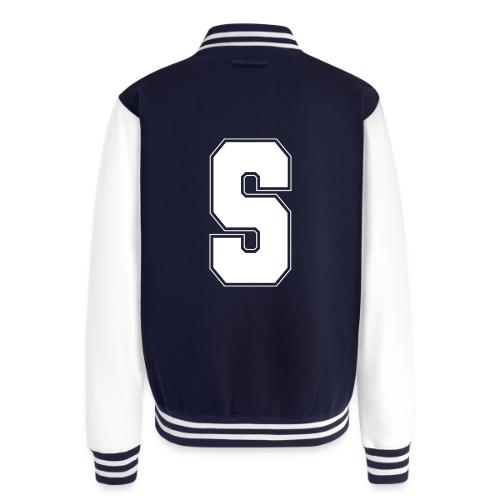 White Letter S – Varsity Alphabet Monogram - Unisex College Sweat Jacket