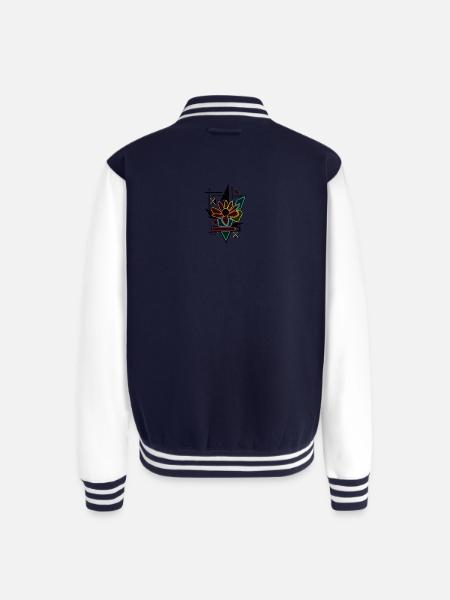 Unique flower design - Unisex College Sweat Jacket - navy/white