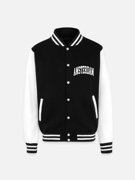 Amsterdam - Unisex College Sweat Jacket - black/white