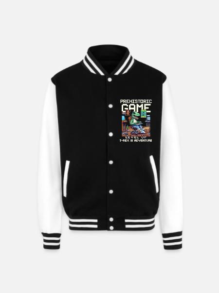 t-rex prehistoric game - Unisex College Sweat Jacket - black/white