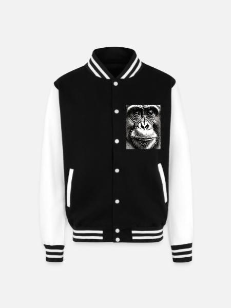 Chimp in Charcoal - Unisex College Sweat Jacket - black/white