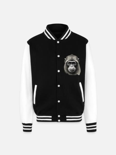 Chimp in Charcoal 4 - Unisex College Sweat Jacket - black/white