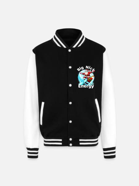 Big Nick Energy,Retro Santa - Unisex College Sweat Jacket - black/white