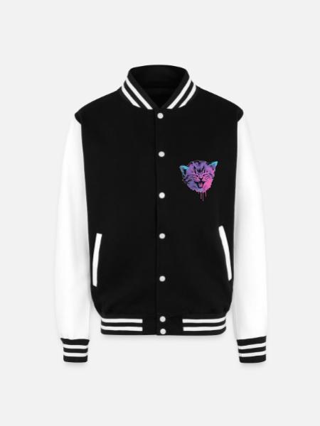 Neon Cat Splash - Unisex College Sweat Jacket - black/white