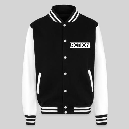 Action Fiction Logo (White) - Unisex College Sweat Jacket