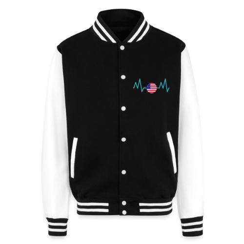 Heartbeat USA Flag – Patriotic American Pride Tee - Unisex College Sweat Jacket