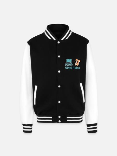 vinyl rules sky blue - Unisex College Sweat Jacket - black/white