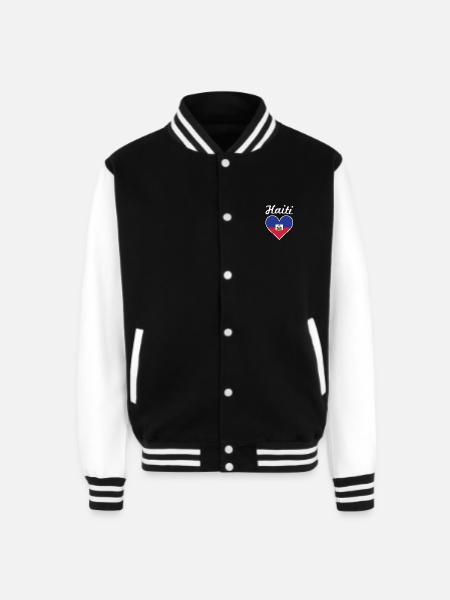 Haiti Flag Heart - Unisex College Sweat Jacket - black/white