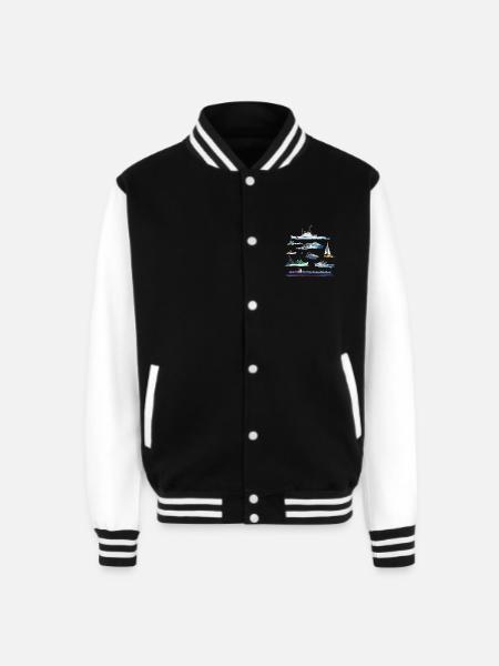 Boats and Ships Illustrations - Unisex College Sweat Jacket - black/white