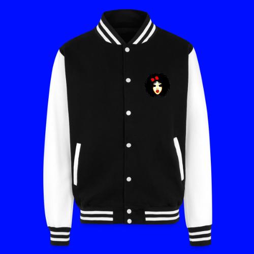 Curly Ashley with pink bow - Unisex College Sweat Jacket