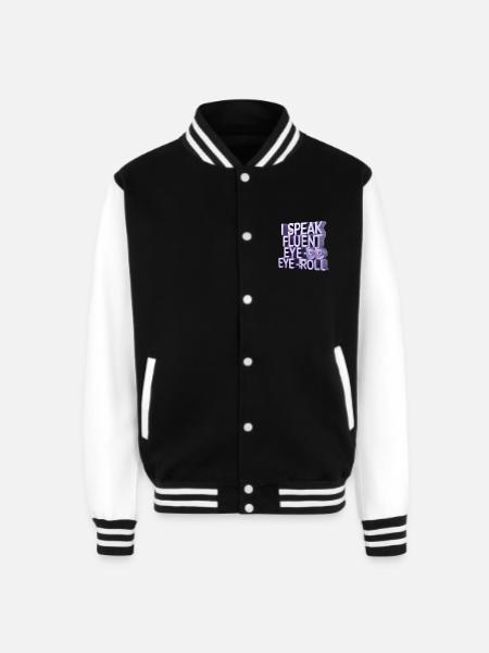 I Speak Fluent Eye-Roll - Unisex College Sweat Jacket - black/white