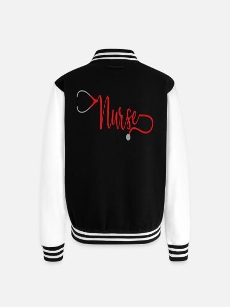 Nurse Stethoscope - Unisex College Sweat Jacket - black/white