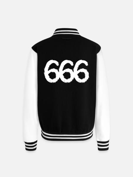666 symbol number white - Unisex College Sweat Jacket - black/white